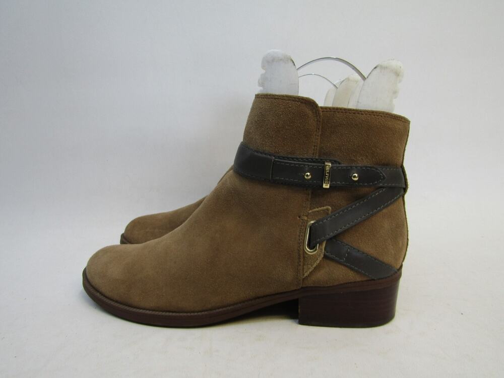 TOMMY HILFIGER Womens Sz 10 M Brown Suede Buckle Zip Ankle Fashion Boots Bootie